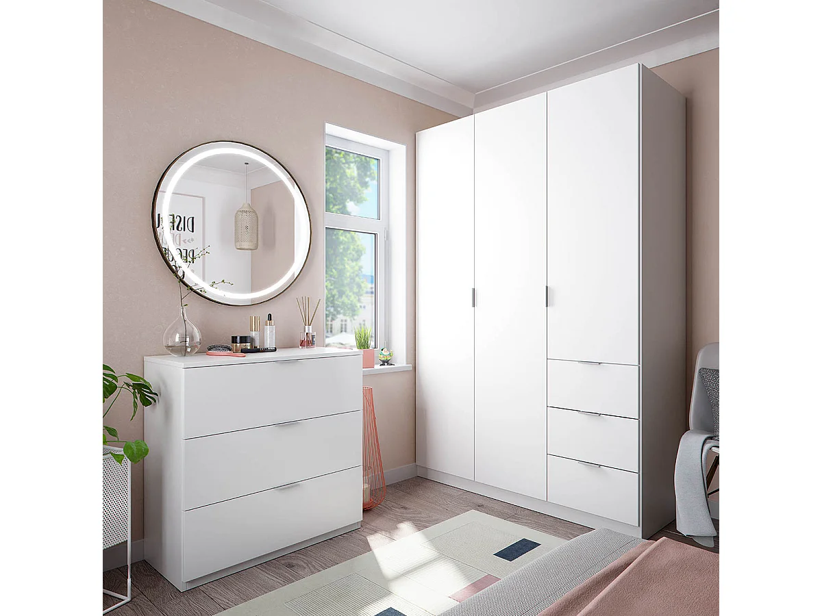 Commode avec 3 tiroirs coloris blanc - 80 x 77 x 38 cm