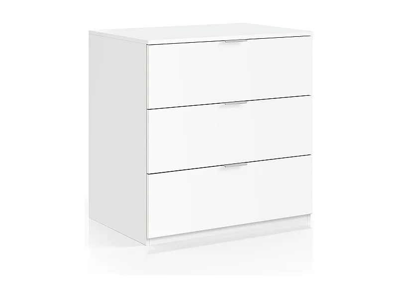 Commode avec 3 tiroirs coloris blanc - 80 x 77 x 38 cm