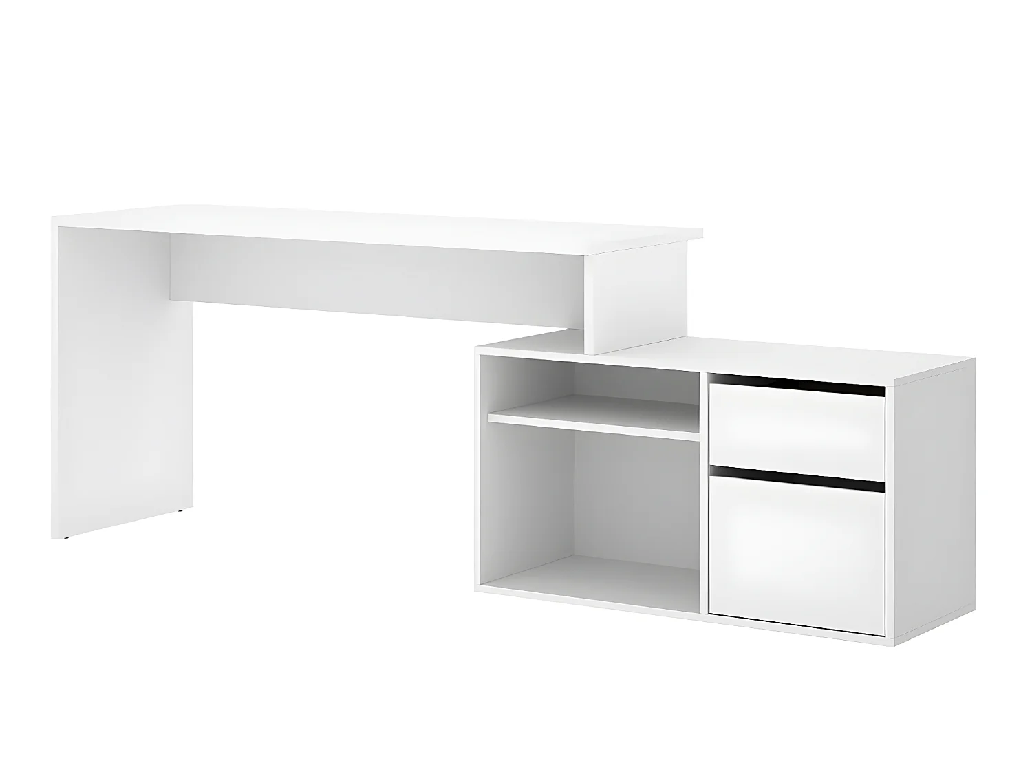 Bureau angulaire coloris blanc - Longueur 139 x Profondeur 92 x Hauteur 75 cm