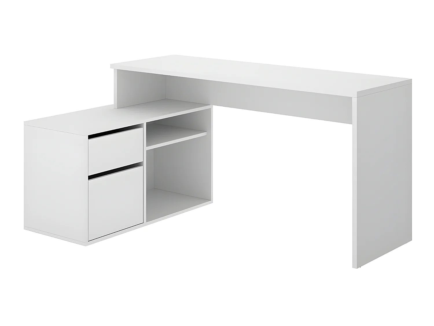 Bureau angulaire coloris blanc - Longueur 139 x Profondeur 92 x Hauteur 75 cm