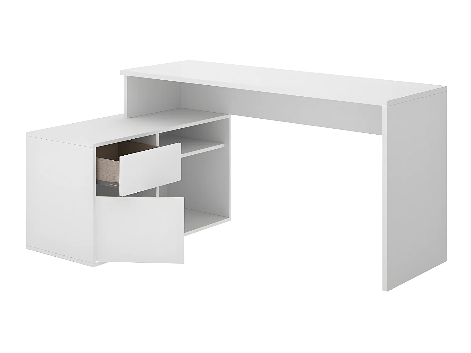 Bureau angulaire coloris blanc - Longueur 139 x Profondeur 92 x Hauteur 75 cm