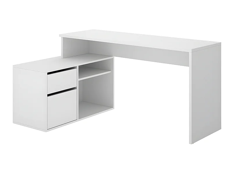Bureau angulaire coloris blanc - Longueur 139 x Profondeur 92 x Hauteur 75 cm