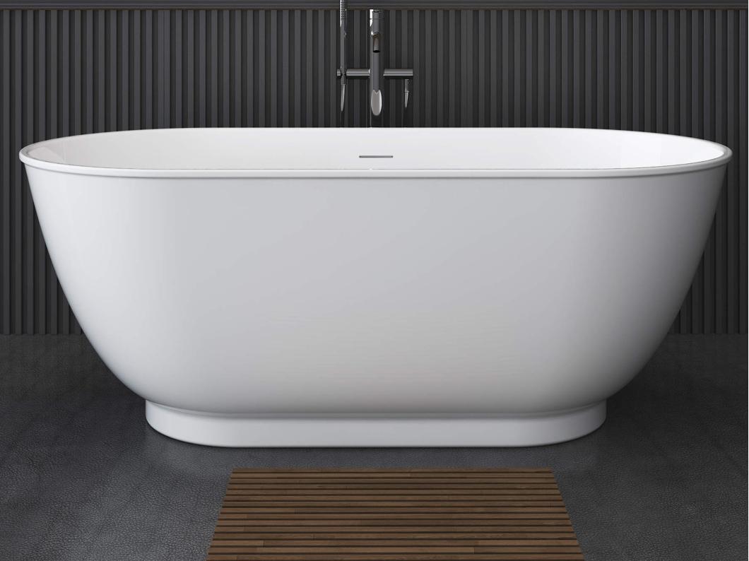 Bañera exenta ovalada - 210L - 150 x 74 x 57 cm - Blanco - Acrílico - MOBULA