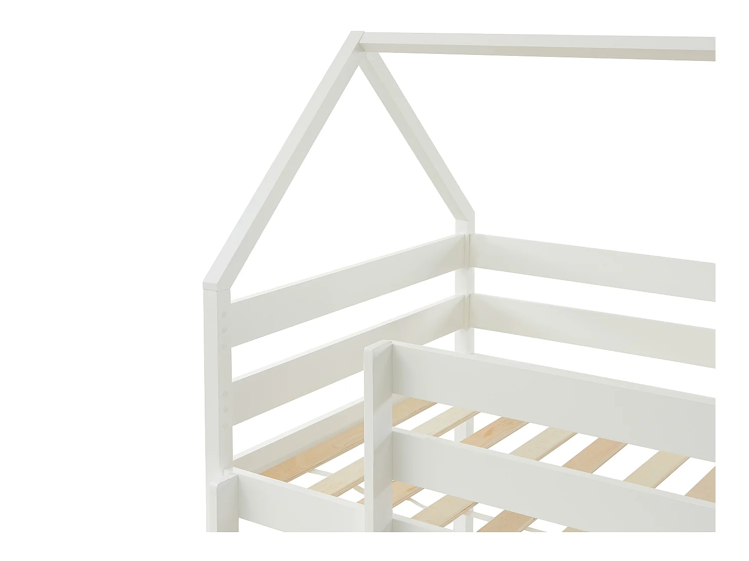 Etagenbett Hausbett mit 2 Schubladen + Matratze - Kiefernholz - 2 x 90 x 190 cm - Weiß - CHORI