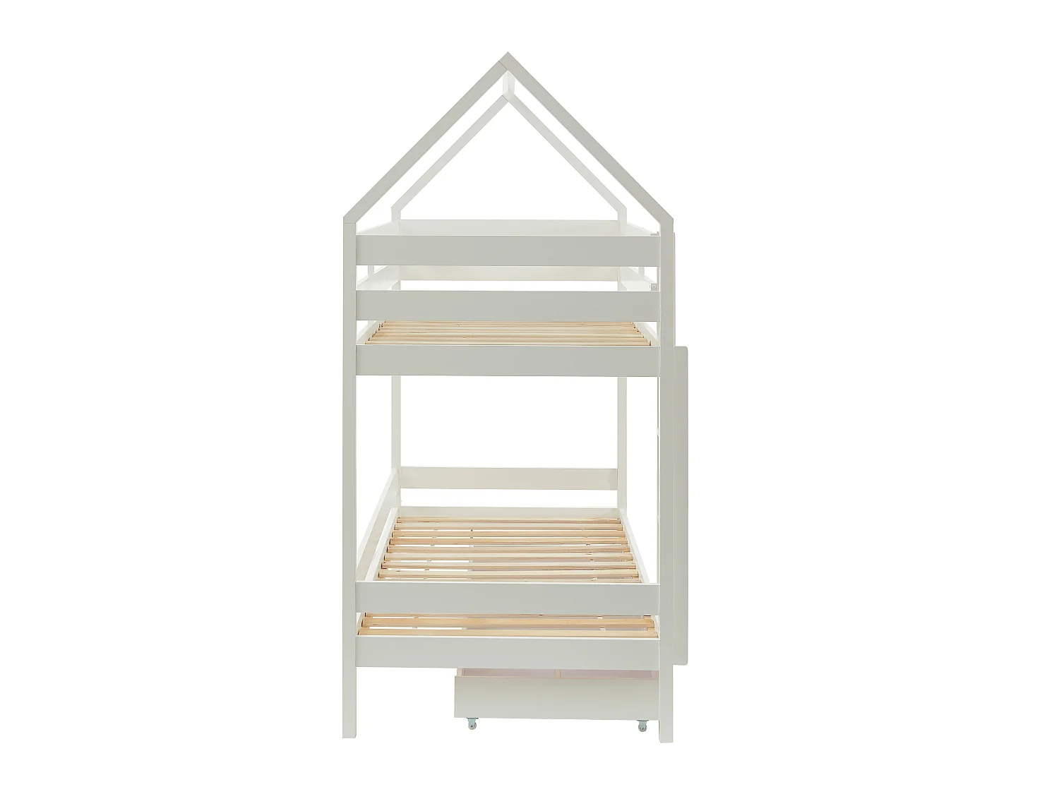 Litera cabaña 2 x 90 x 190 cm - 2 cajones - Pino - Blanco + colchón - CHORI
