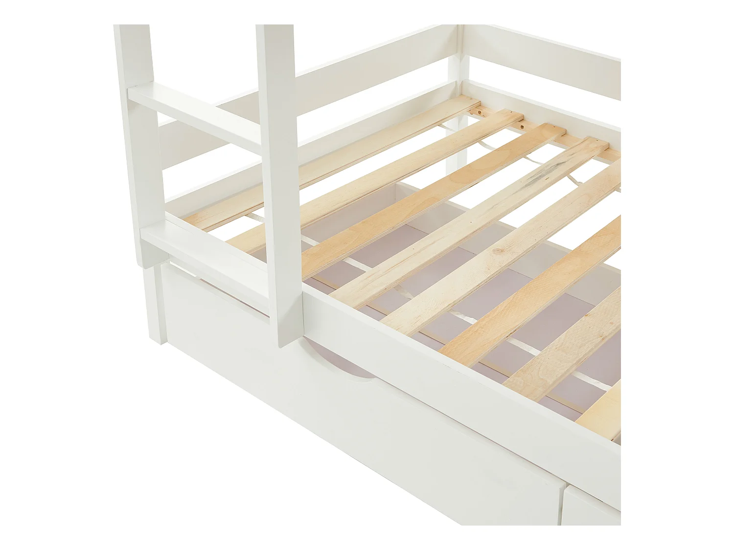Litera cabaña 2 x 90 x 190 cm - 2 cajones - Pino - Blanco + colchón - CHORI