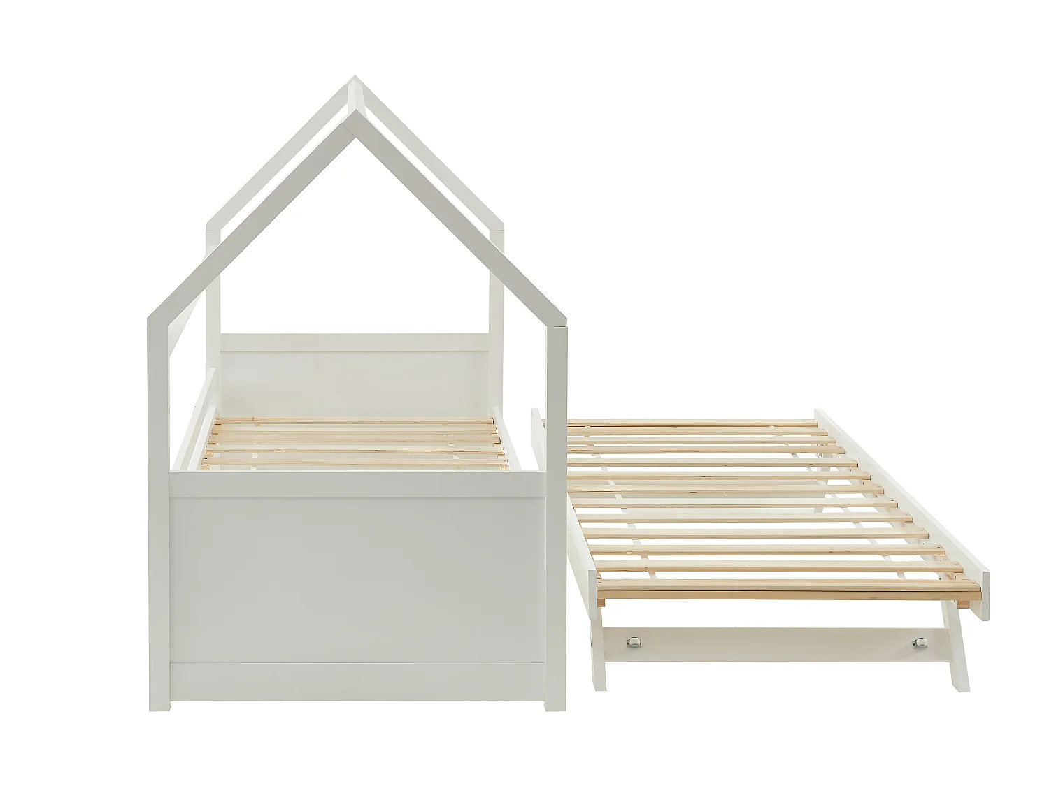 Cama dupla cabana de 2 x 90 x 190 cm em pinho cor branco + Colchão - HURRA
