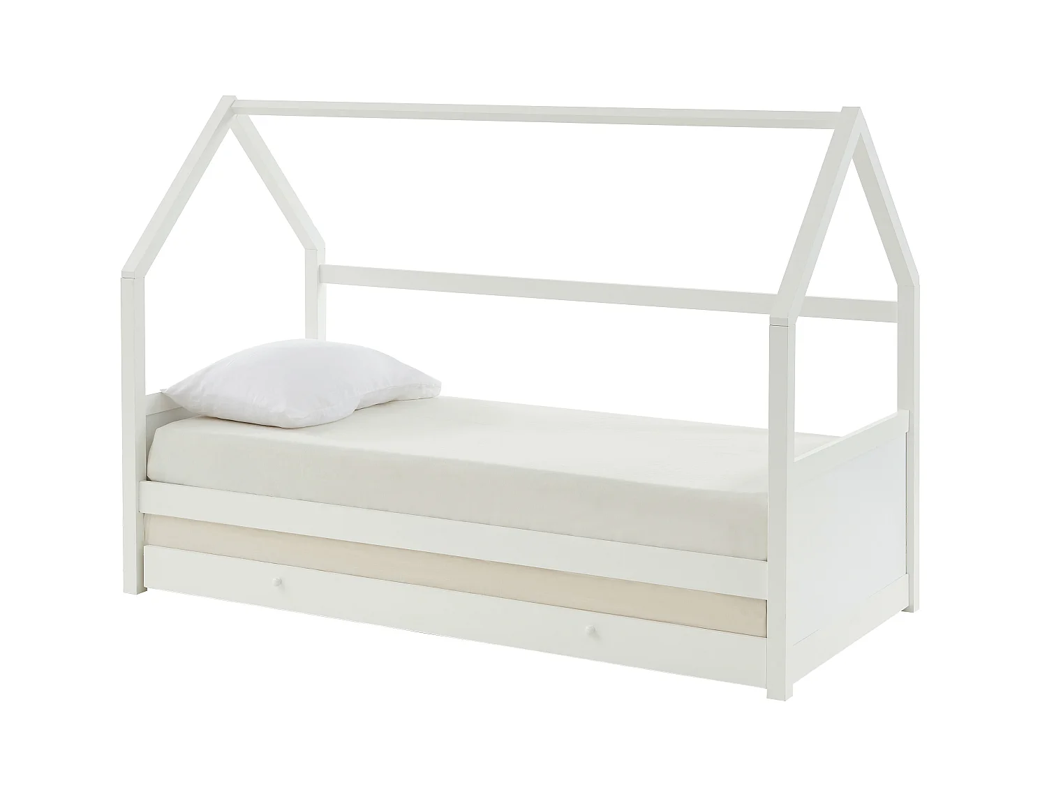 Cama dupla cabana de 2 x 90 x 190 cm em pinho cor branco + Colchão - HURRA