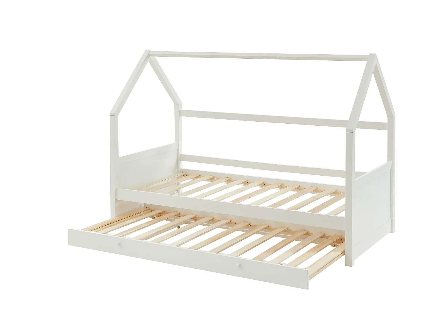 Cama dupla cabana de 2 x 90 x 190 cm em pinho cor branco + Colchão - HURRA