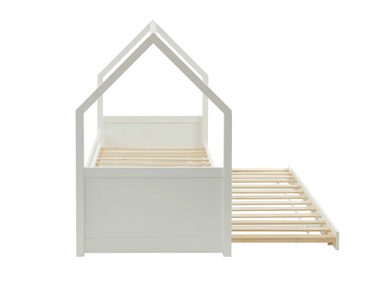 Cama dupla cabana de 2 x 90 x 190 cm em pinho cor branco + Colchão - HURRA