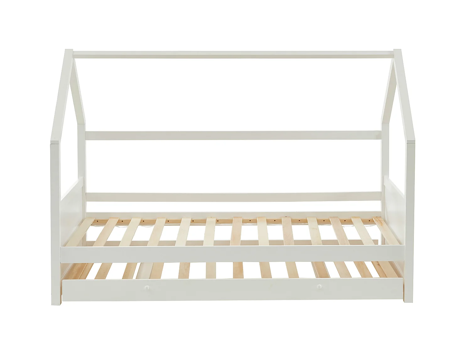 Uitschuifbed 2 x 90 x 190 cm - Grenen - Wit + Matras - HURRA