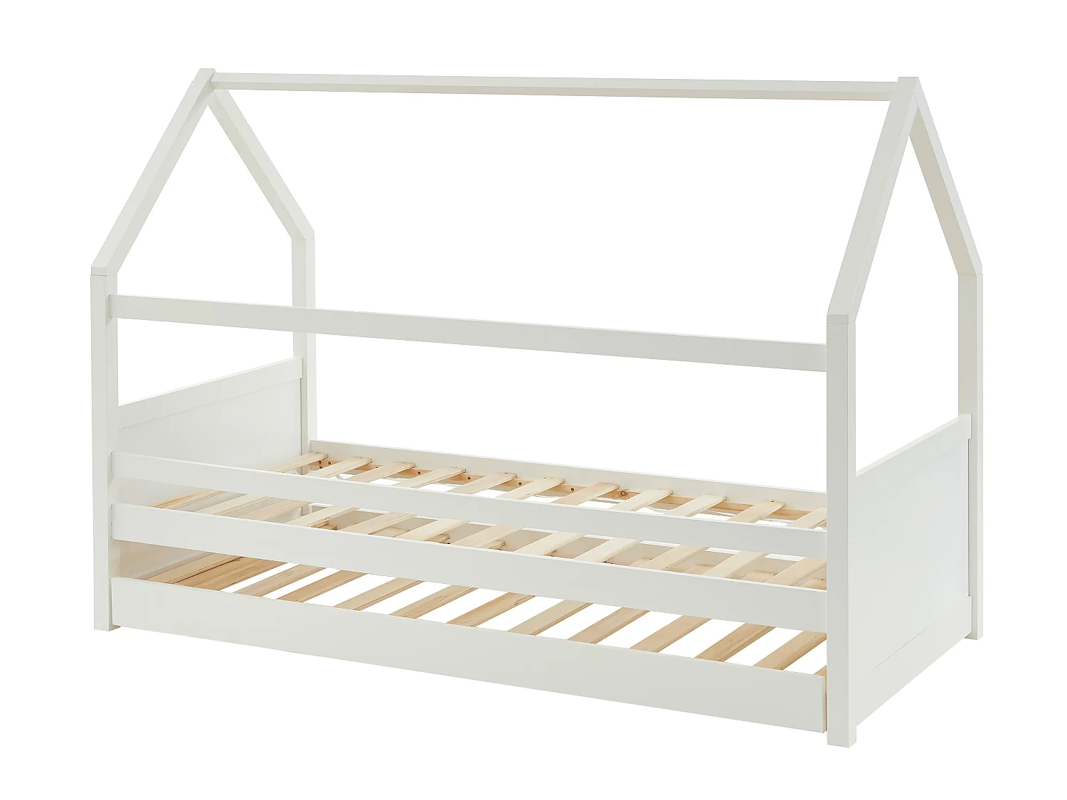 Uitschuifbed 2 x 90 x 190 cm - Grenen - Wit + Matras - HURRA