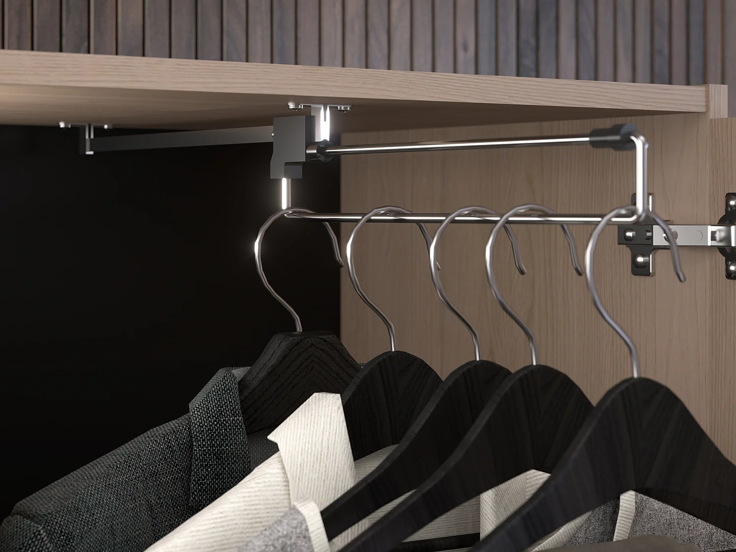 Letto con vani portaoggetti e LED 140 x 190 cm Naturale e Nero - VELONA