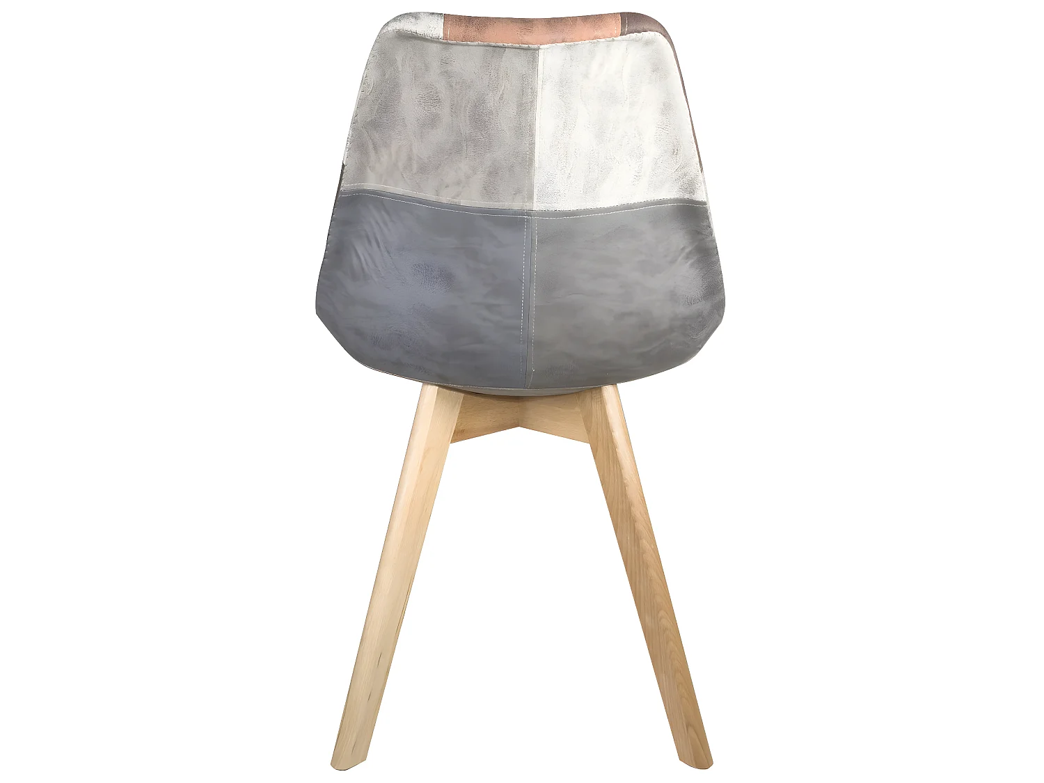 Lot de 2 chaises scandinaves patchwork multicolore, rembourré, pieds hêtre clair LAO (marron)