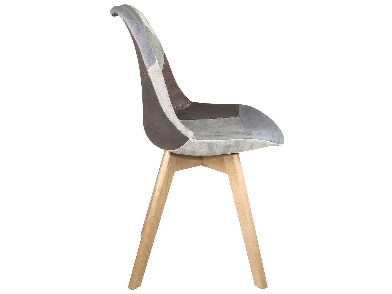 Lot 2 chaises scandinaves patchwork multicolore siège rembourré pieds bois clair LAO (Gris bleu)