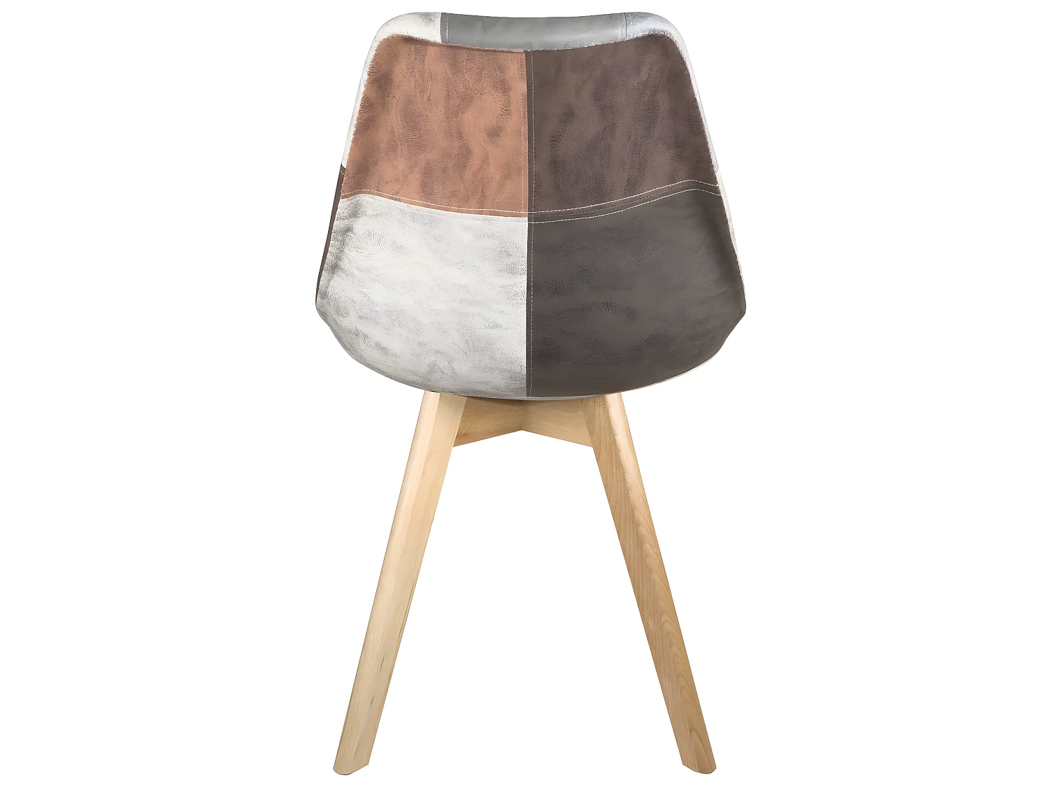 Lot 2 chaises scandinaves patchwork multicolore siège rembourré pieds bois clair LAO (Gris bleu)