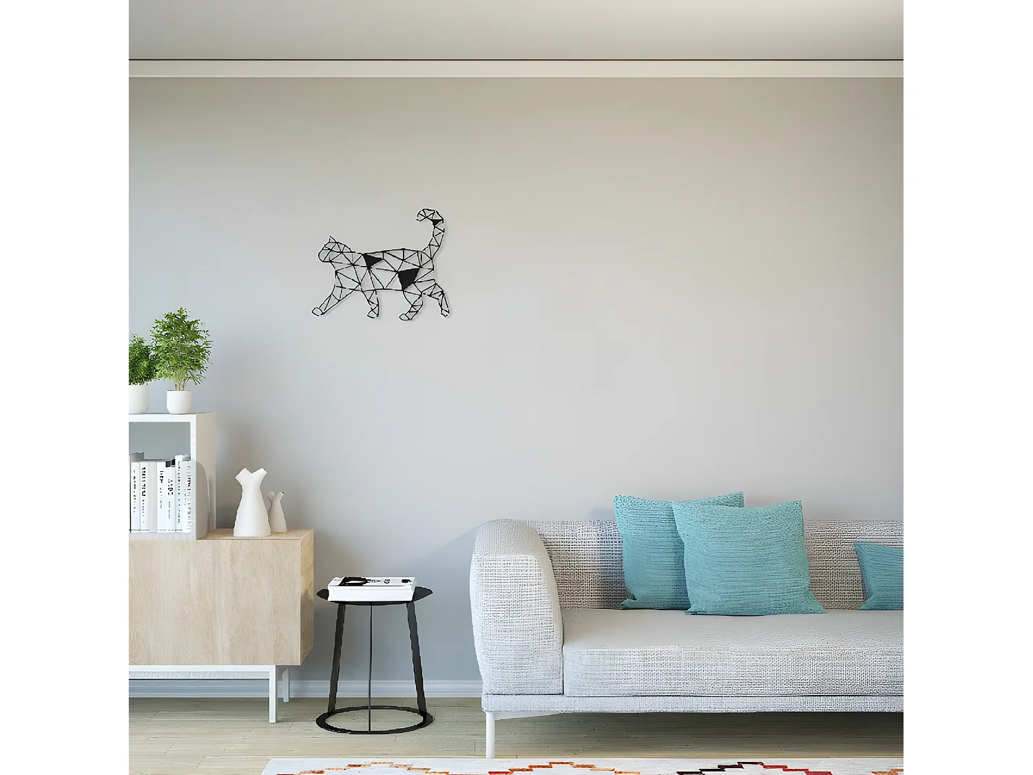 Decorazione in Metallo da Parete Gatto - Nero - 46 x 0,15 x 37 cm