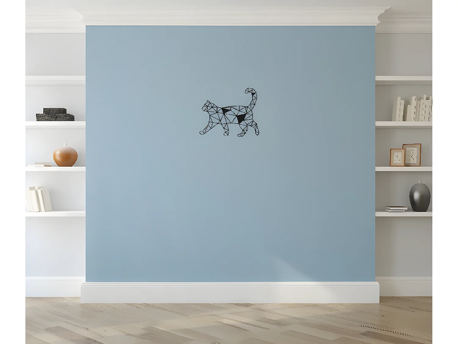 Decorazione in Metallo da Parete Gatto - Nero - 46 x 0,15 x 37 cm