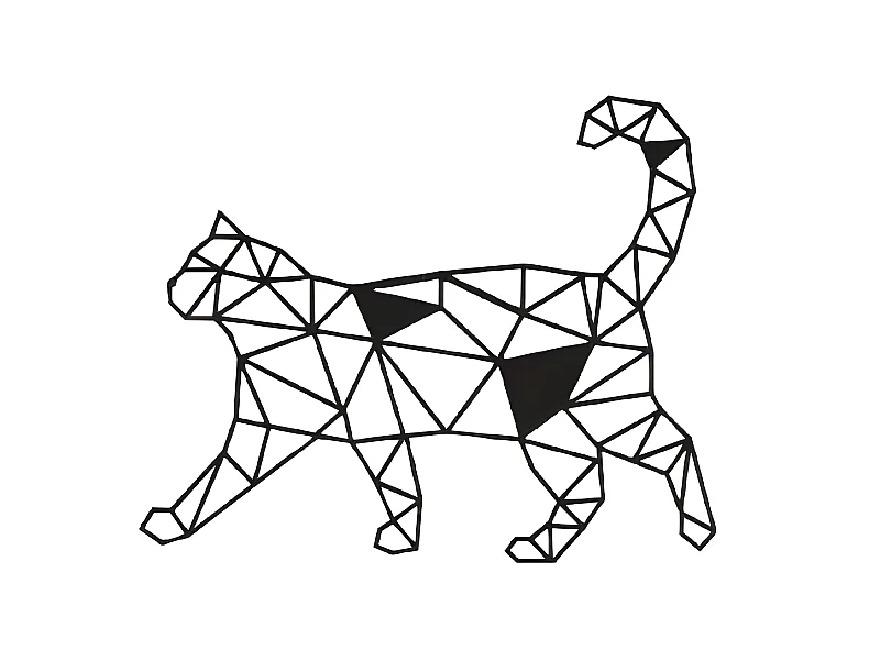 Decorazione in Metallo da Parete Gatto - Nero - 46 x 0,15 x 37 cm