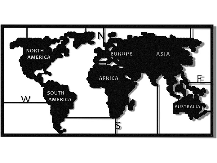 Décoration murale World Map Series Noir 90 x 2 x 55 cm