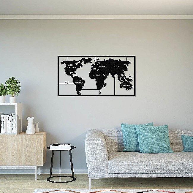 Décoration murale World Map Series Noir 90 x 2 x 55 cm