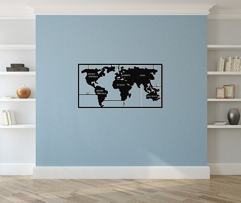 Décoration murale World Map Series Noir 90 x 2 x 55 cm