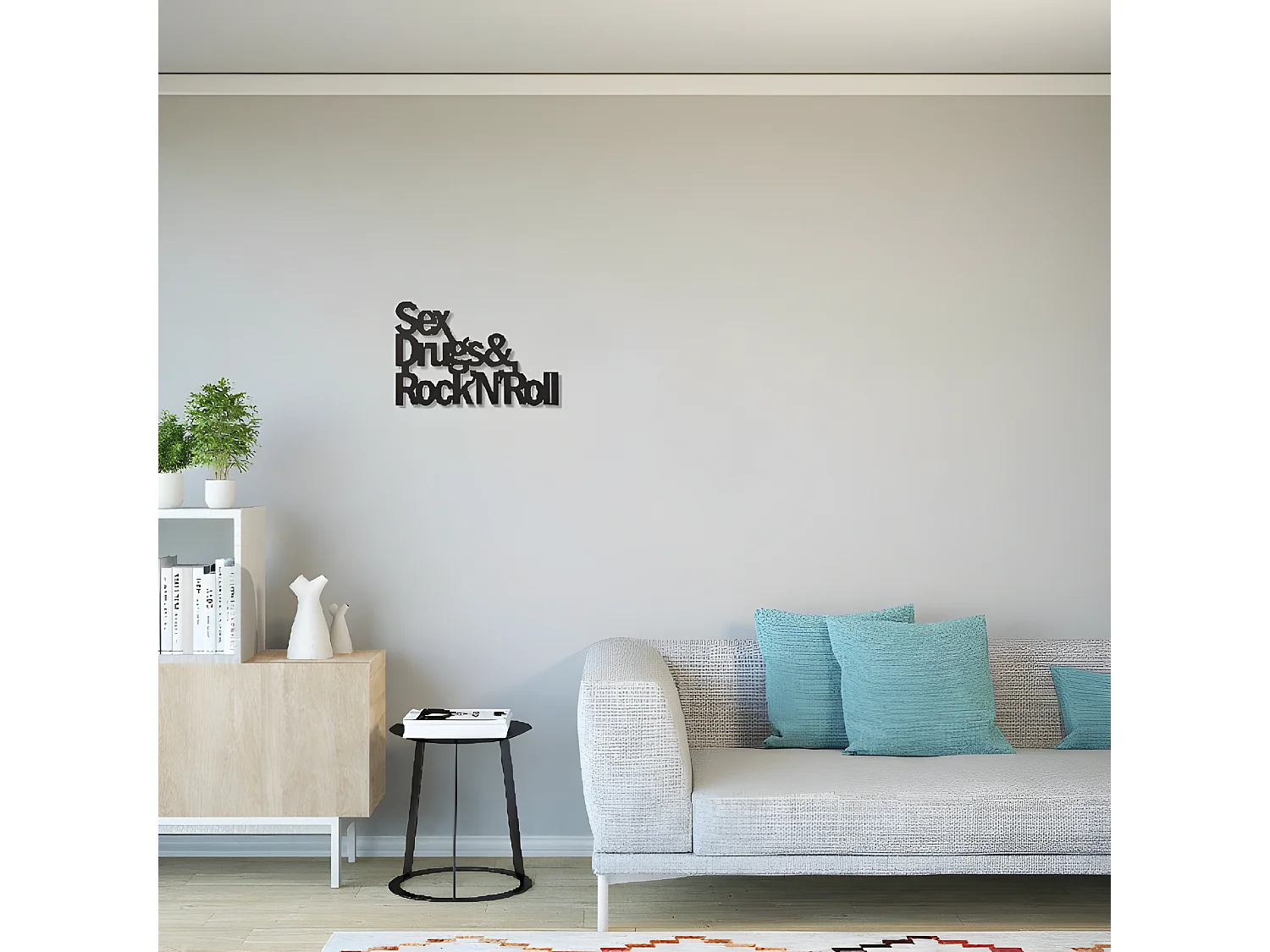 Decorazione in Metallo da Parete Frasi - Nero - 50 x 0,15 x 38 cm