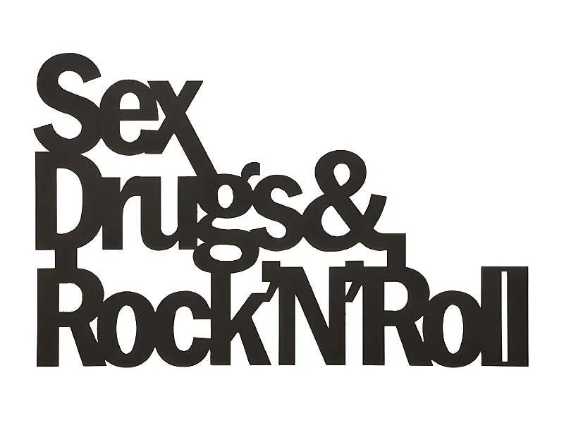 Decorazione in Metallo da Parete Frasi - Nero - 50 x 0,15 x 38 cm