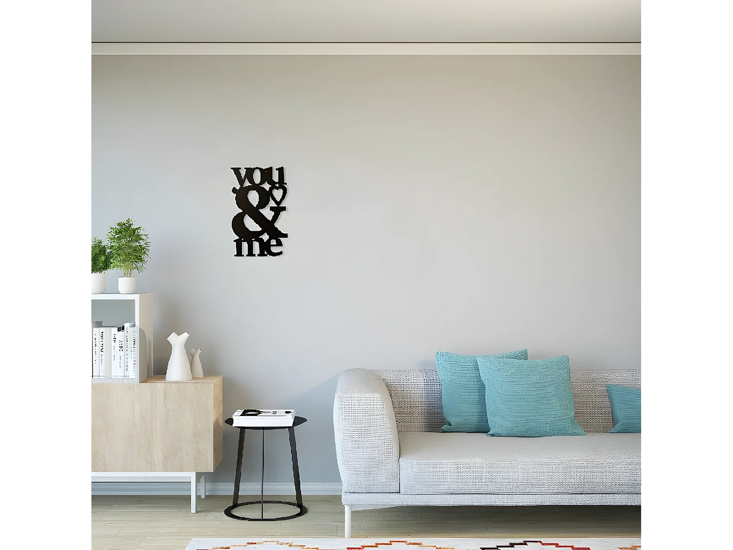 Decorazione in Metallo da Parete Frasi - Nero - 29 x 0,15 x 49 cm