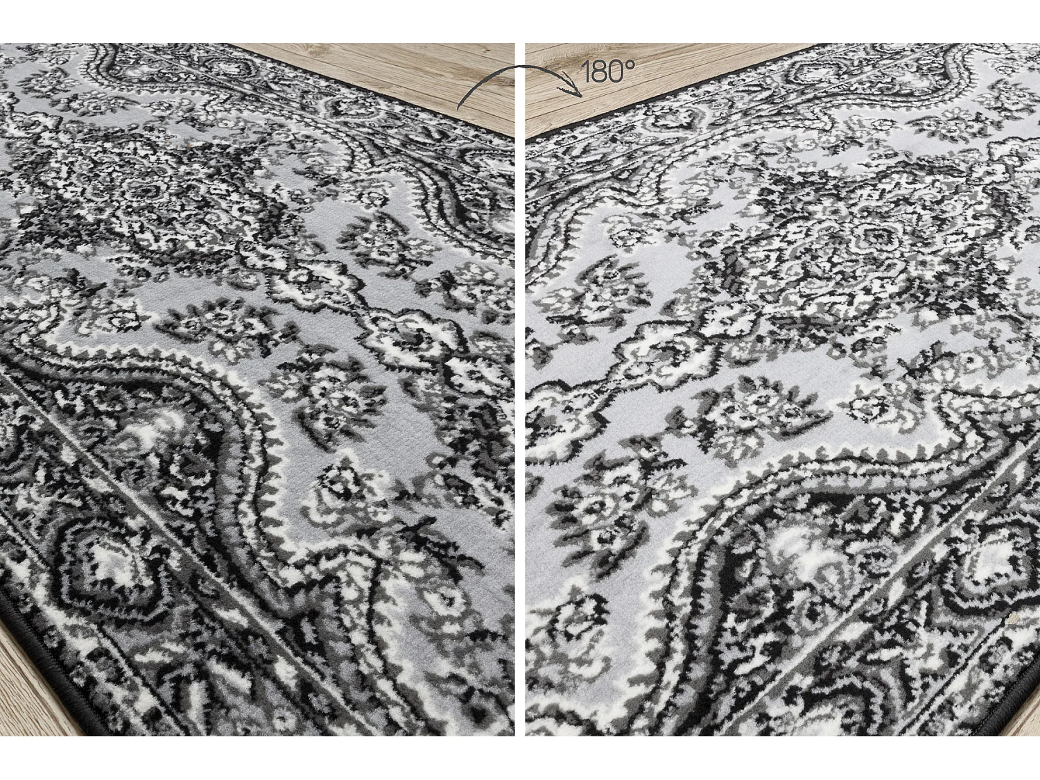 Alfombra de pasillo BCF MORAD Wiosna rosetón gris 70x1000 cm