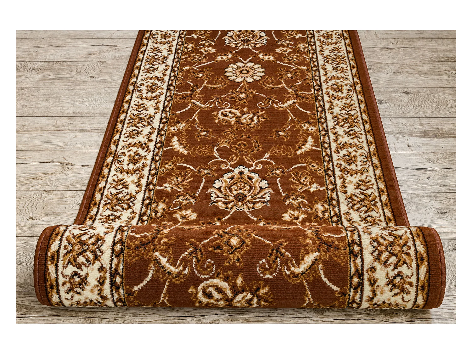 TAPIS DE COULOIR BCF MORAD Klasyk classique marron 120x1150 cm