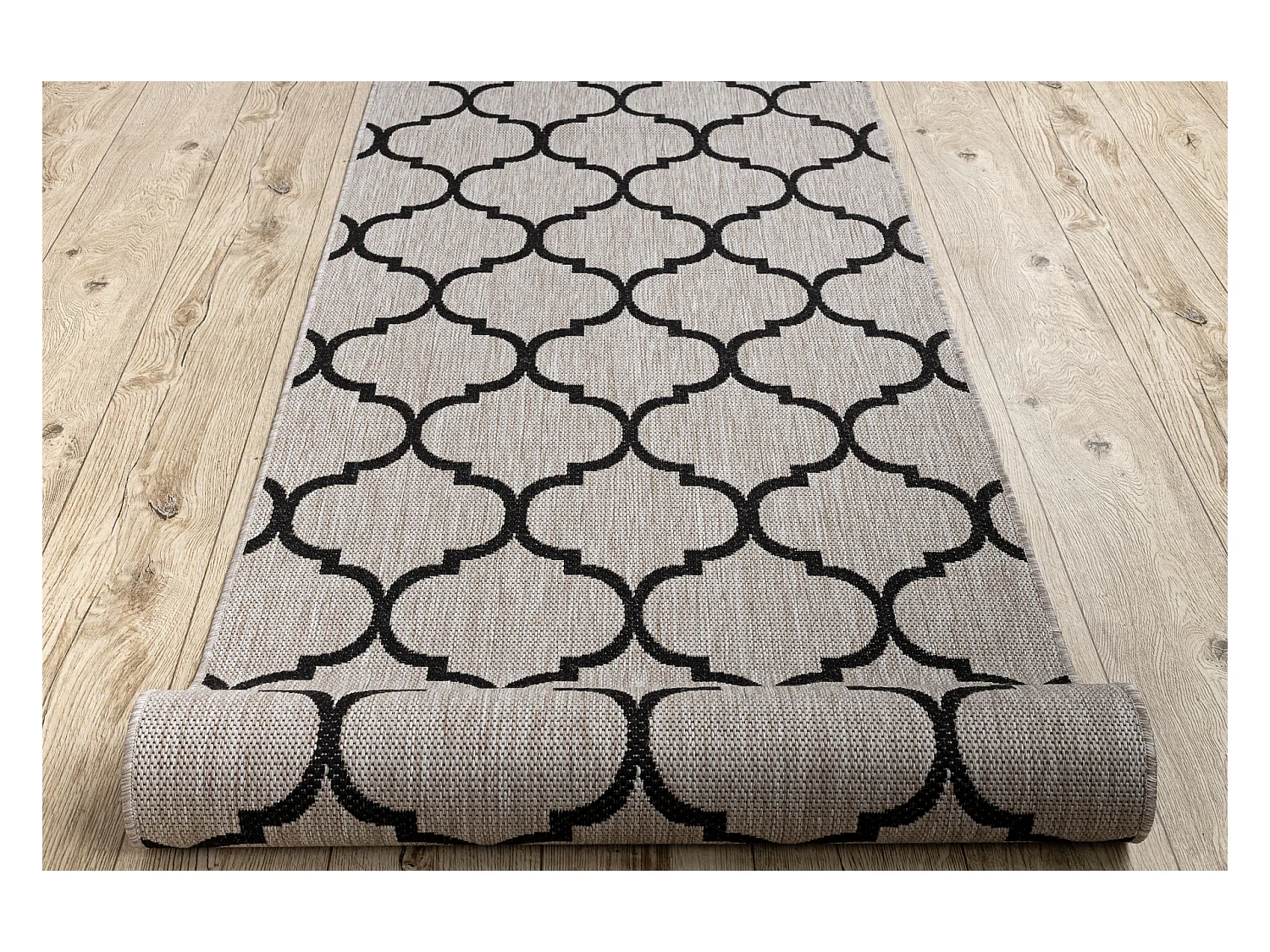 TAPIS DE COULOIR SIZAL FLOORLUX modèle 20608 Treillis marocain argent 70x400 cm