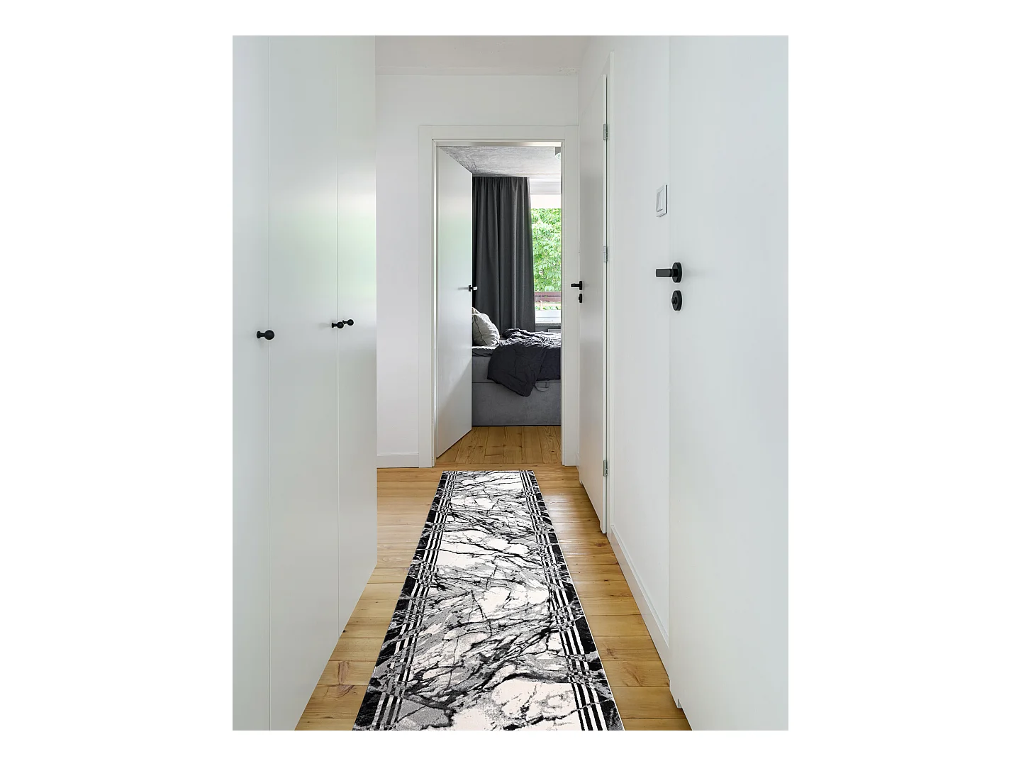 Tapis de couloir TULS 51210 moderne, Marbre anthracite 100x620 cm
