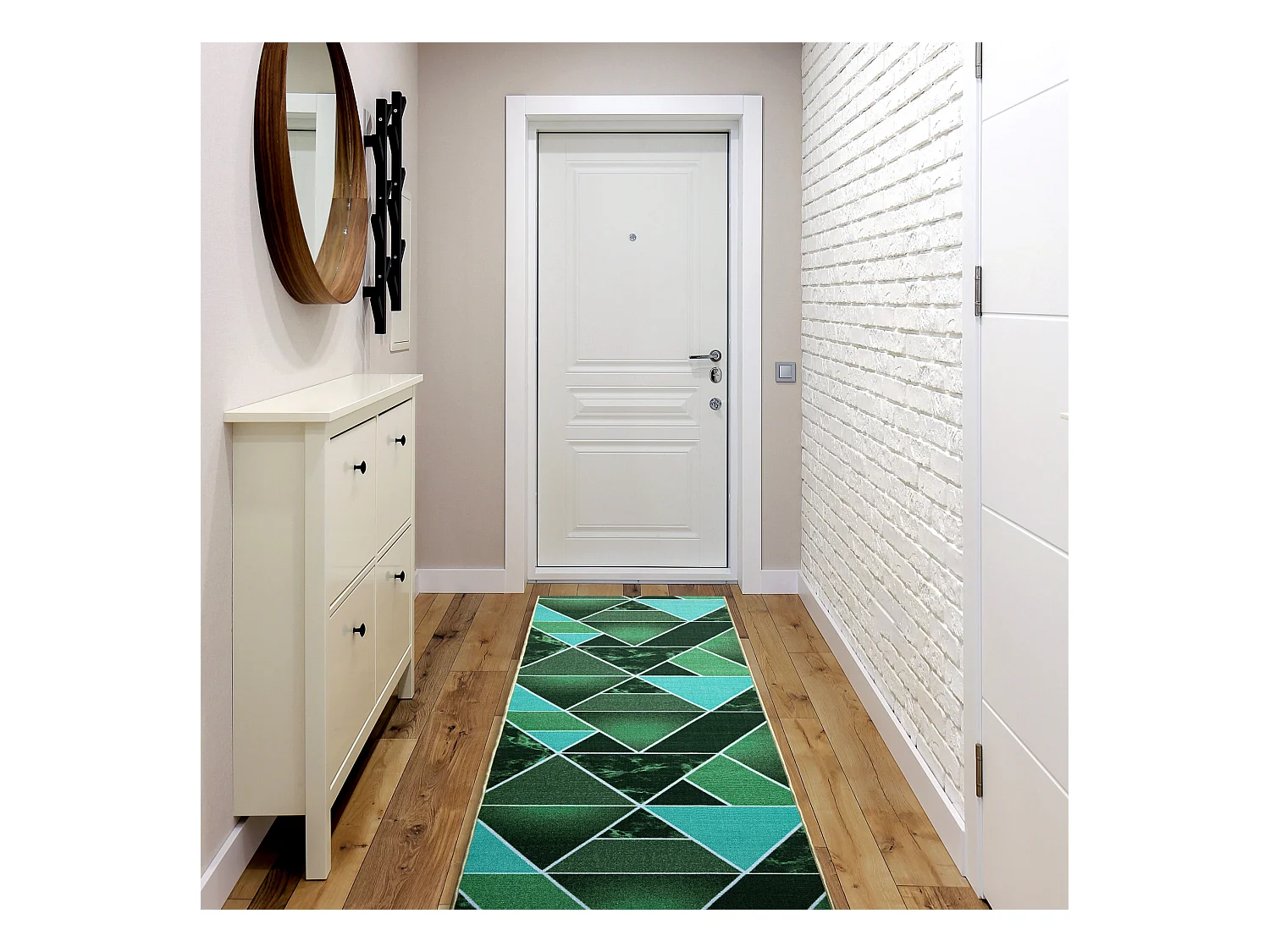 CHODNIK PODGUMOWANY TRÓJKĄTY zieleń 67cm 67x750 cm