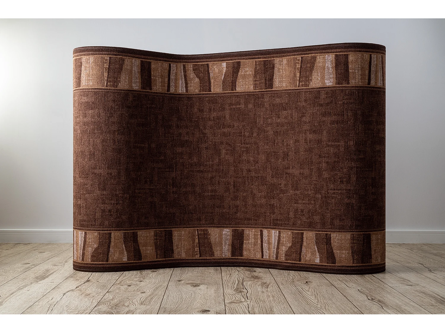 Vloerbekleding met rubber bekleed LINEA bruin 67x540 cm