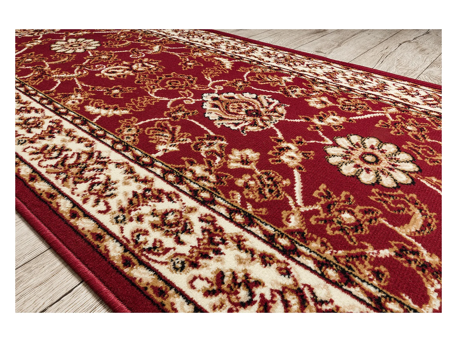 TAPIS DE COULOIR BCF MORAD Klasyk classique bordeaux 90x940 cm