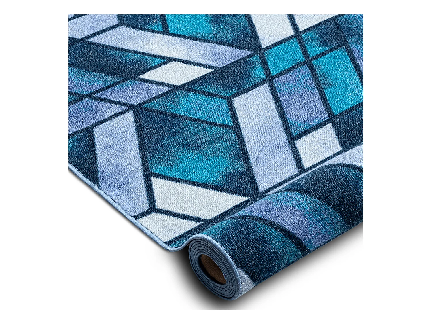 TAPIS DE COULOIR ANTIDÉRAPANT ROMBY diamants bleu marine 120x110 cm