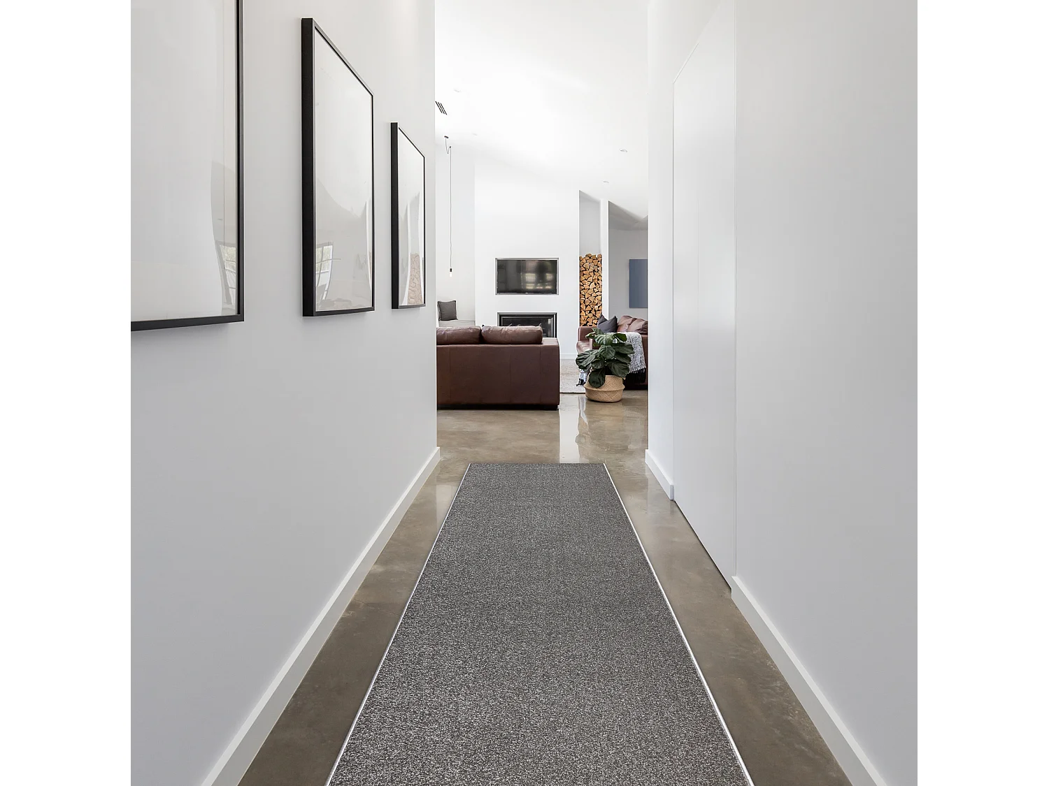 Tapis de couloir KARMEL plaine, une couleur gris 100x920 cm