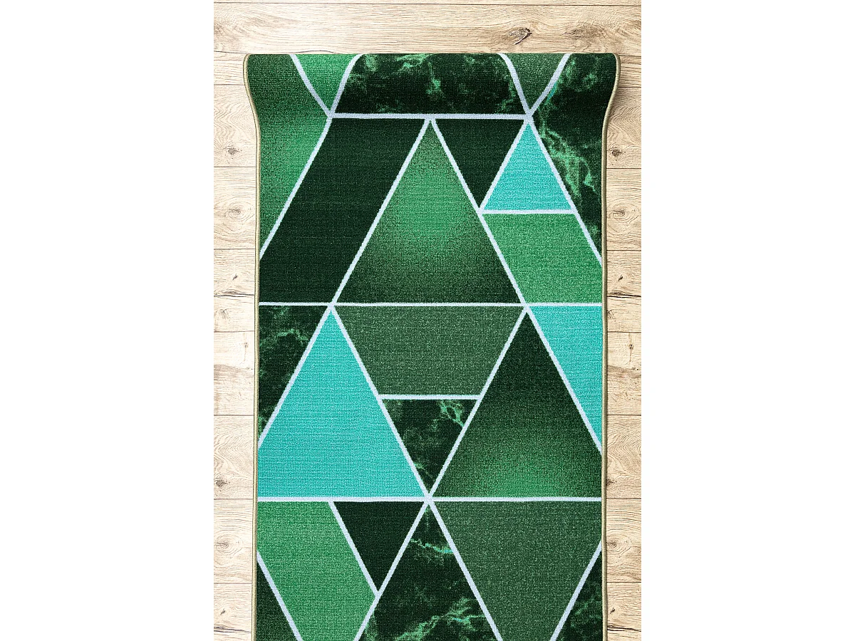 Loper antislip TRÓJKĄTY driehoeken, gom groen 57x480 cm