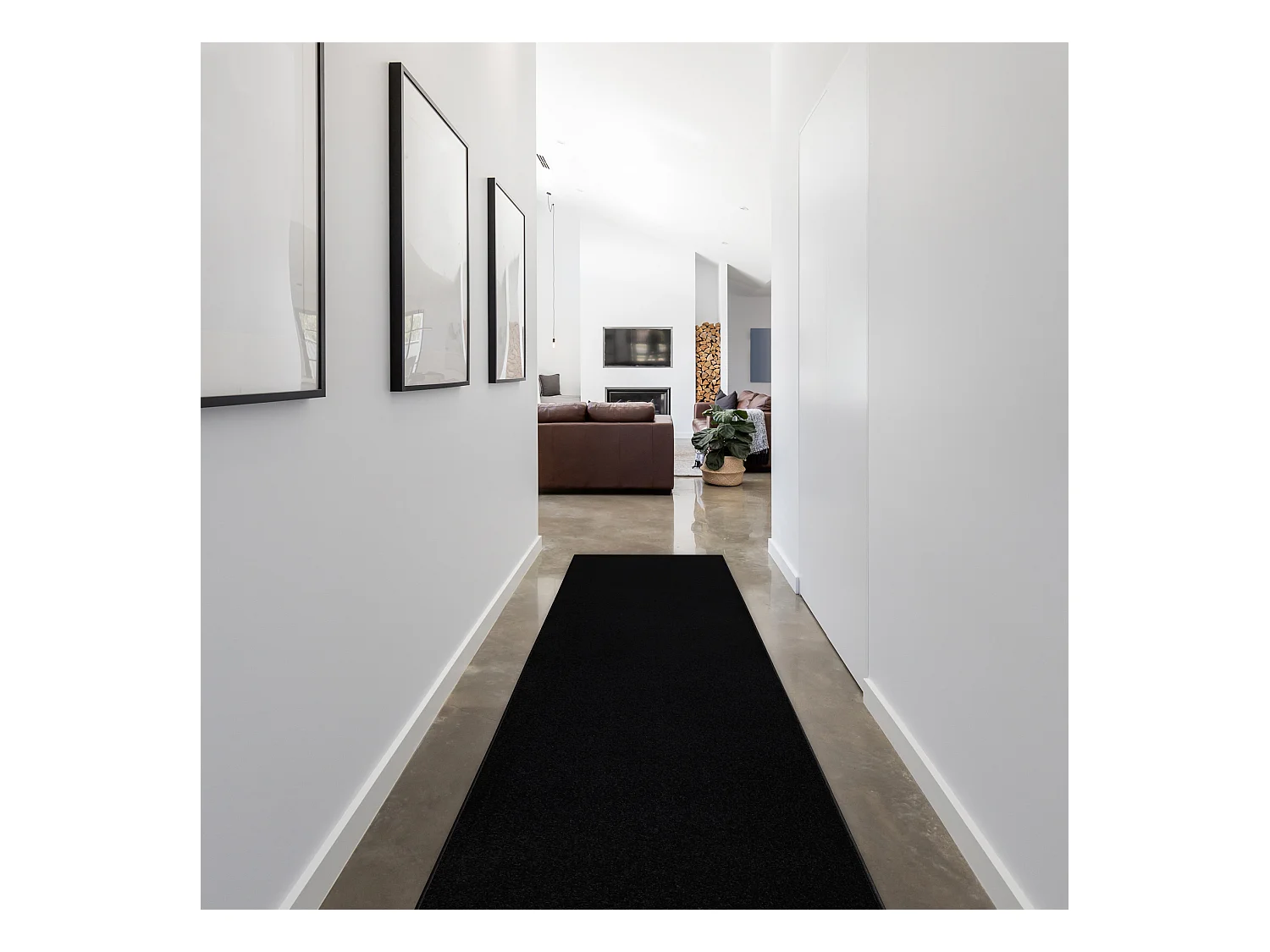 Tapis de couloir KARMEL plaine, une couleur noir 80x670 cm