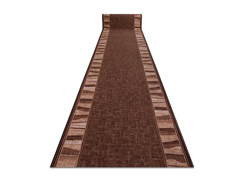 Vloerbekleding met rubber bekleed LINEA bruin 67x1250 cm