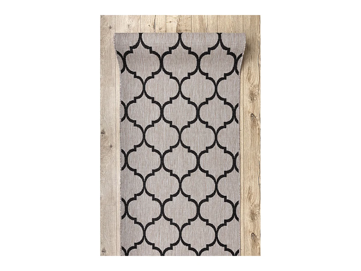 TAPIS DE COULOIR SIZAL FLOORLUX modèle 20608 Treillis marocain argent 70x430 cm