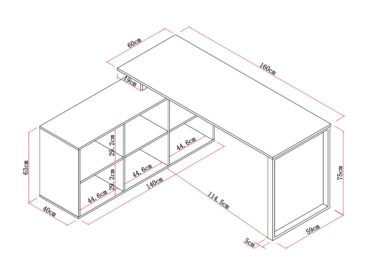 Bureau d'angle avec rangements - MDF - Blanc et naturel - NIPILI