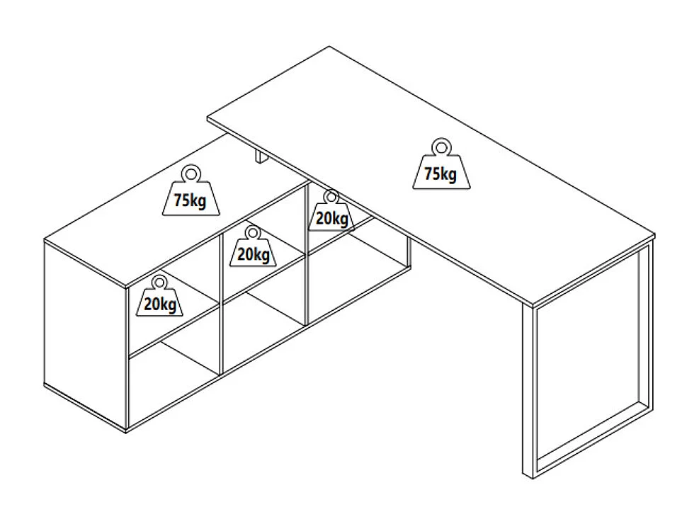 Hjørneskrivebord med opbevaring - MDF - Hvid og naturlig - NIPILI