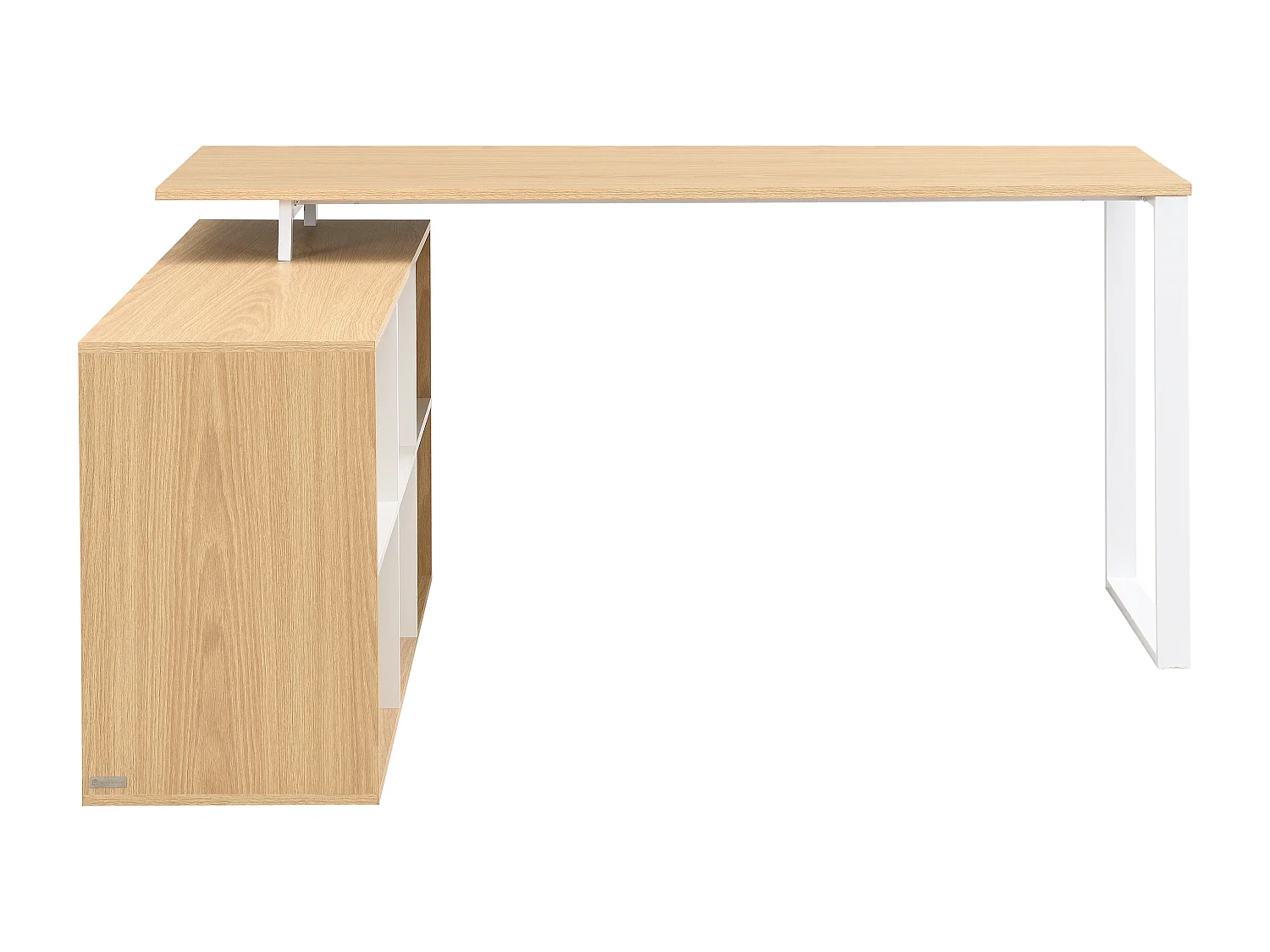 Bureau d'angle avec rangements - MDF - Blanc et naturel - NIPILI
