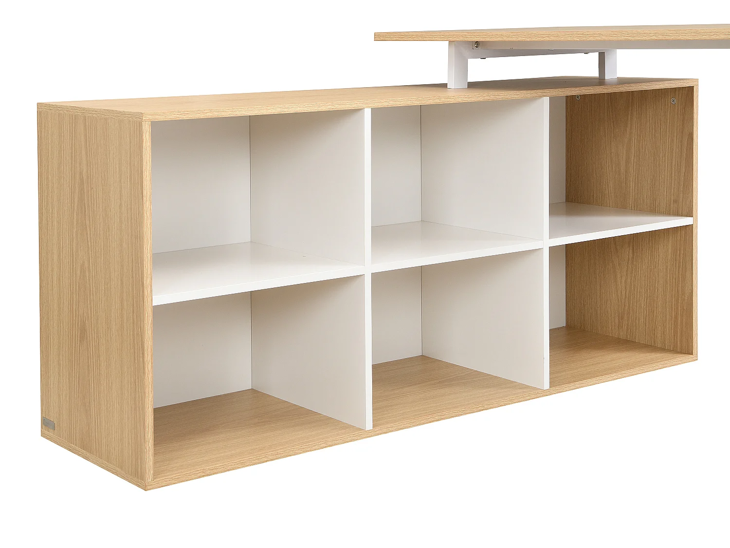 Bureau d'angle avec rangements - MDF - Blanc et naturel - NIPILI