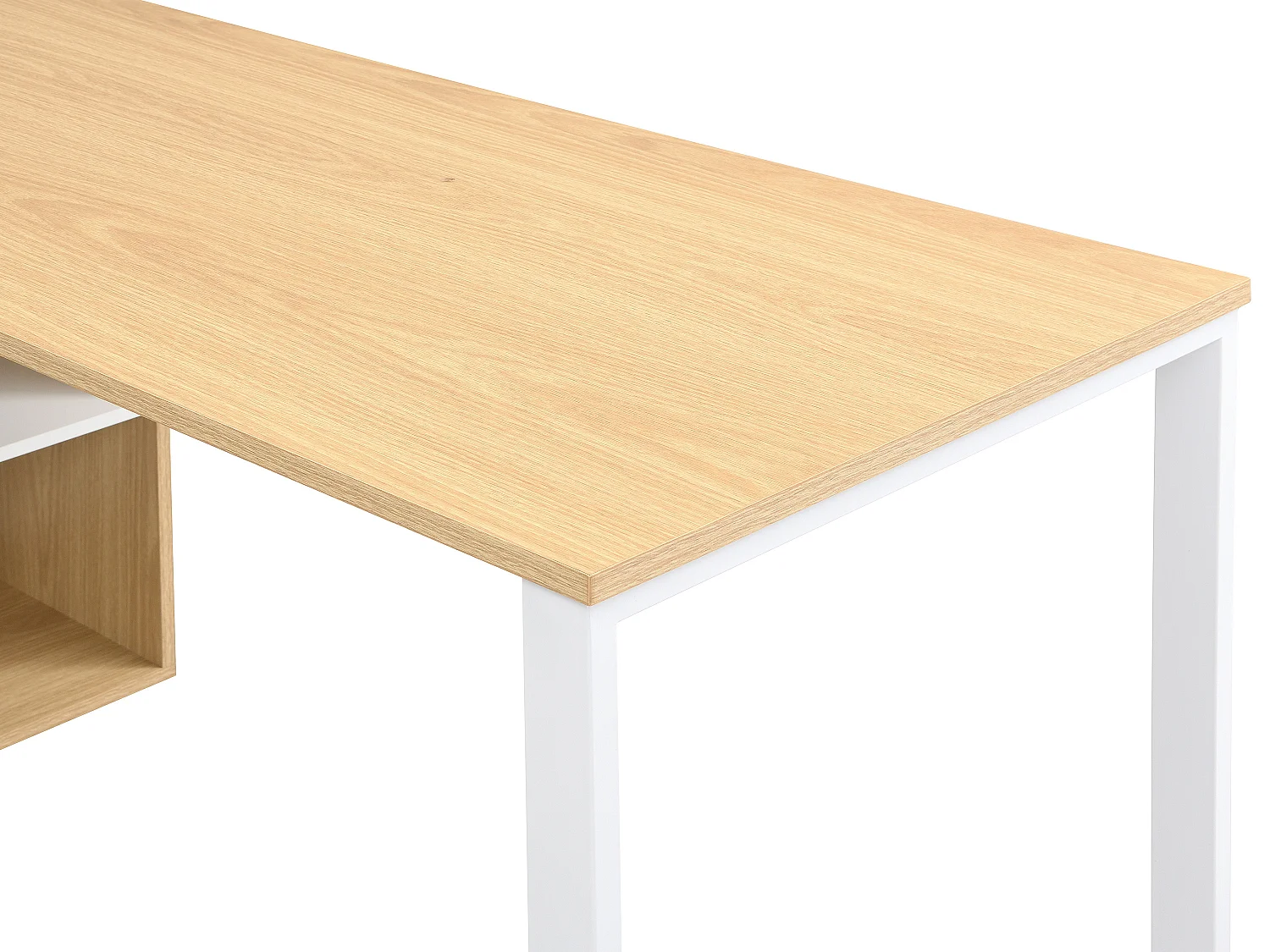 Bureau d'angle avec rangements - MDF - Blanc et naturel - NIPILI