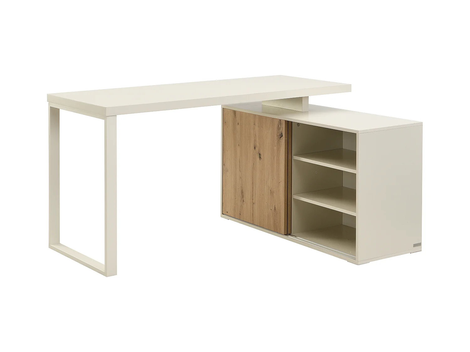 Hjørnekontor med opbevaringsmuligheder - MDF - Beige og naturlig - LONAMI