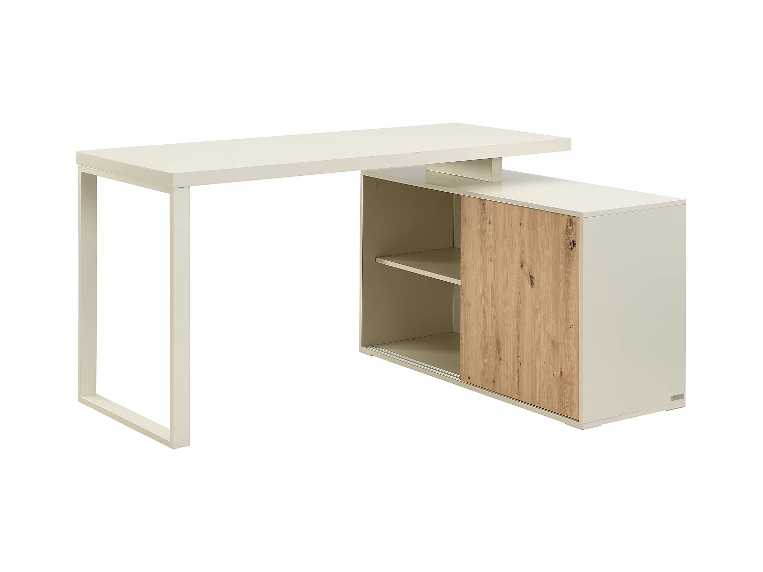 Hjørnekontor med opbevaringsmuligheder - MDF - Beige og naturlig - LONAMI