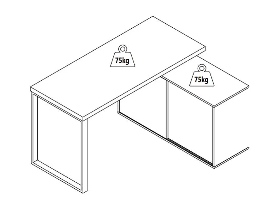 Hjørnekontor med opbevaringsmuligheder - MDF - Beige og naturlig - LONAMI